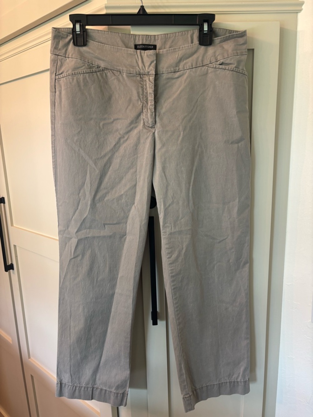 Ellen Fisher Minimalist Light Gray Straight-Leg Pants